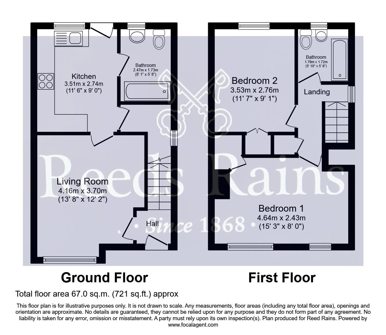 Floorplan of 2 bedroom Semi Detached House for sale, Broomhill Avenue, Knottingley, West Yorkshire, WF11