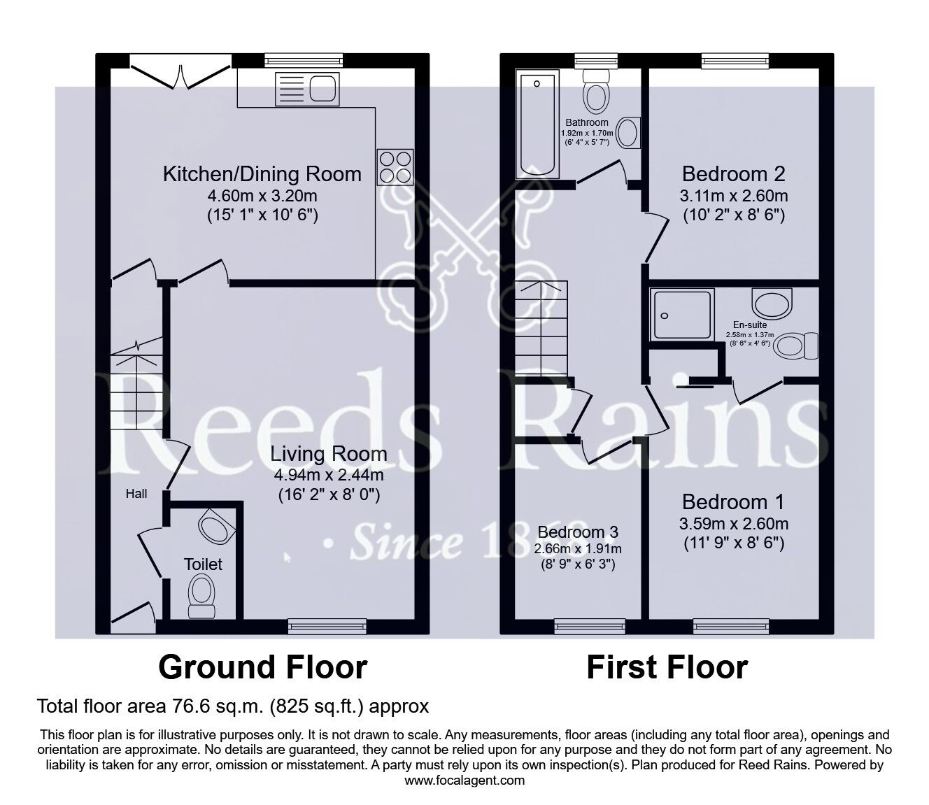 Floorplan of 3 bedroom Semi Detached House for sale, Hartley Way, Pontefract, West Yorkshire, WF8