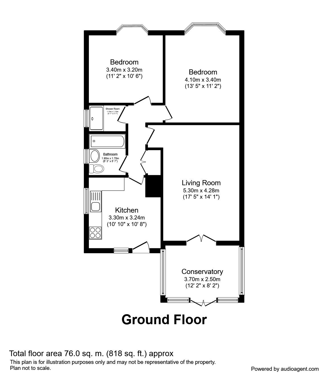 Floorplan of 2 bedroom Semi Detached Bungalow for sale, Pendennis Avenue, South Elmsall, West Yorkshire, WF9