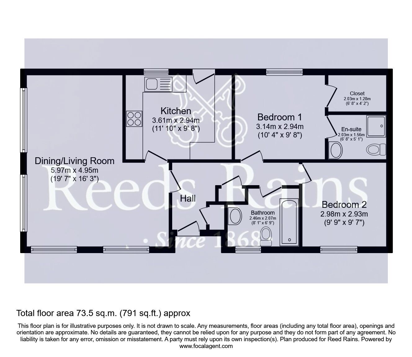 Floorplan of 2 bedroom  Property for sale, Oakwood Close, Knottingley, West Yorkshire, WF11