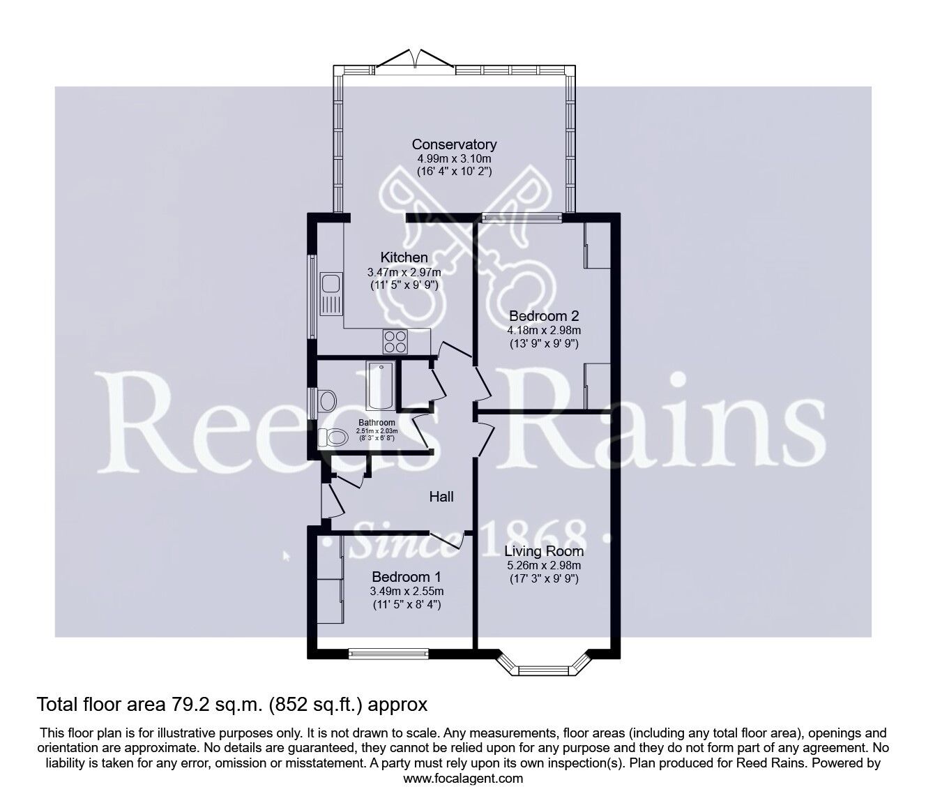 Floorplan of 2 bedroom Detached Bungalow for sale, Castlegate Drive, Pontefract, West Yorkshire, WF8