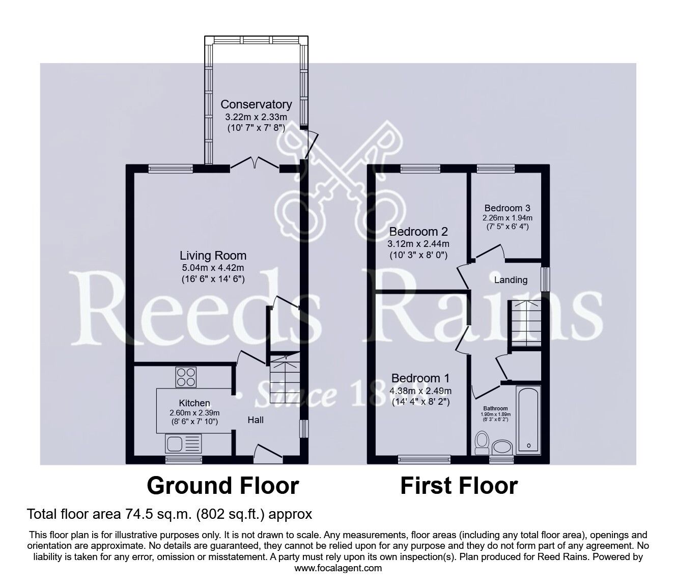 Floorplan of 3 bedroom End Terrace House for sale, Pollards Fields, Knottingley, West Yorkshire, WF11
