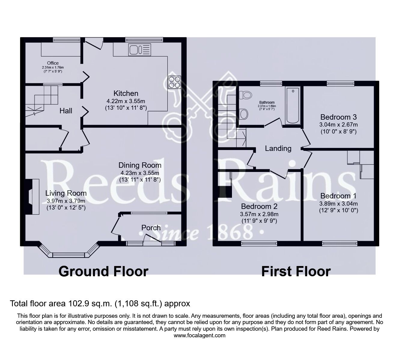 Floorplan of 3 bedroom Semi Detached House for sale, Willow Court, Featherstone, West Yorkshire, WF7