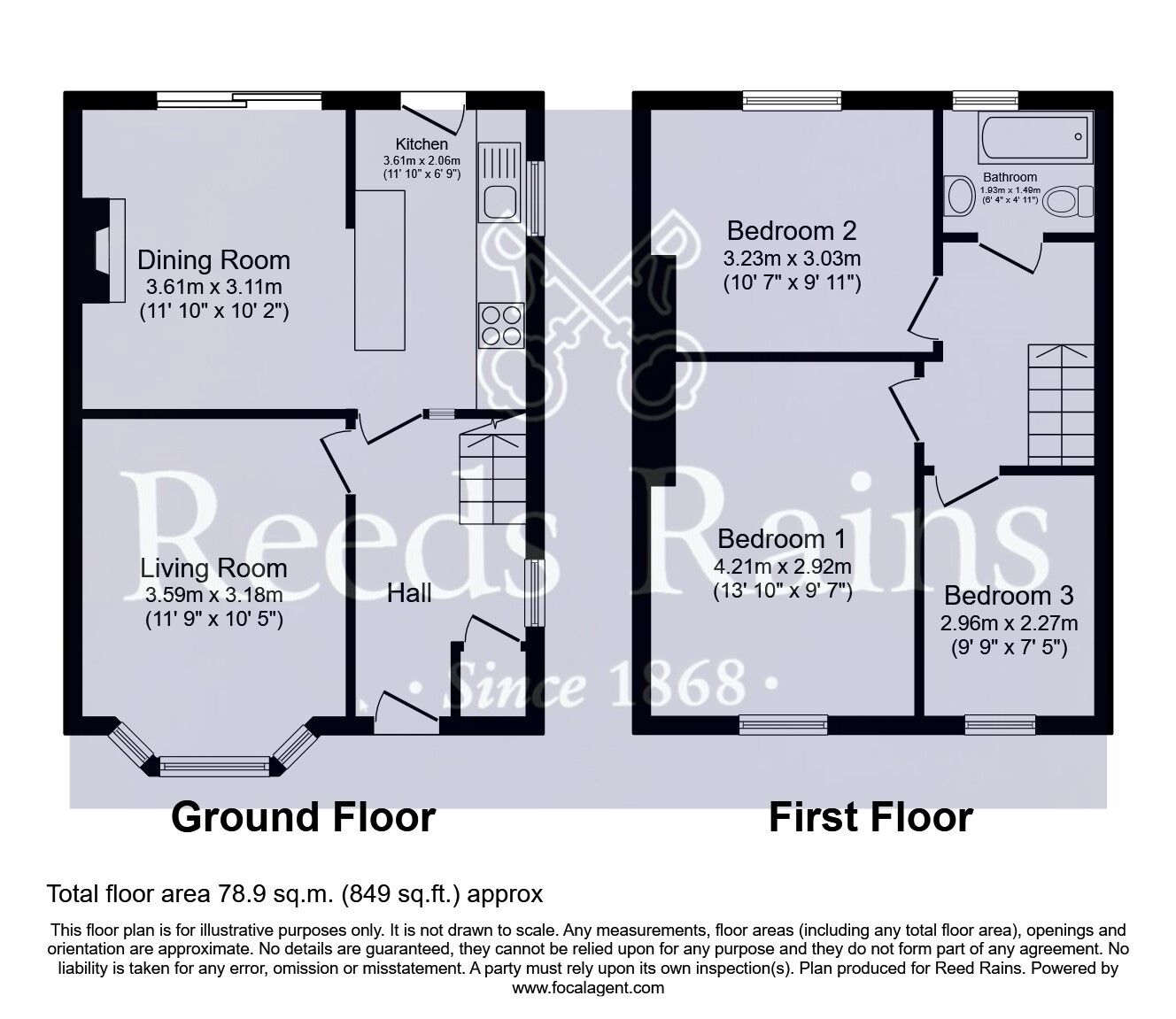 Floorplan of 3 bedroom Semi Detached House for sale, Carleton Road, Pontefract, West Yorkshire, WF8