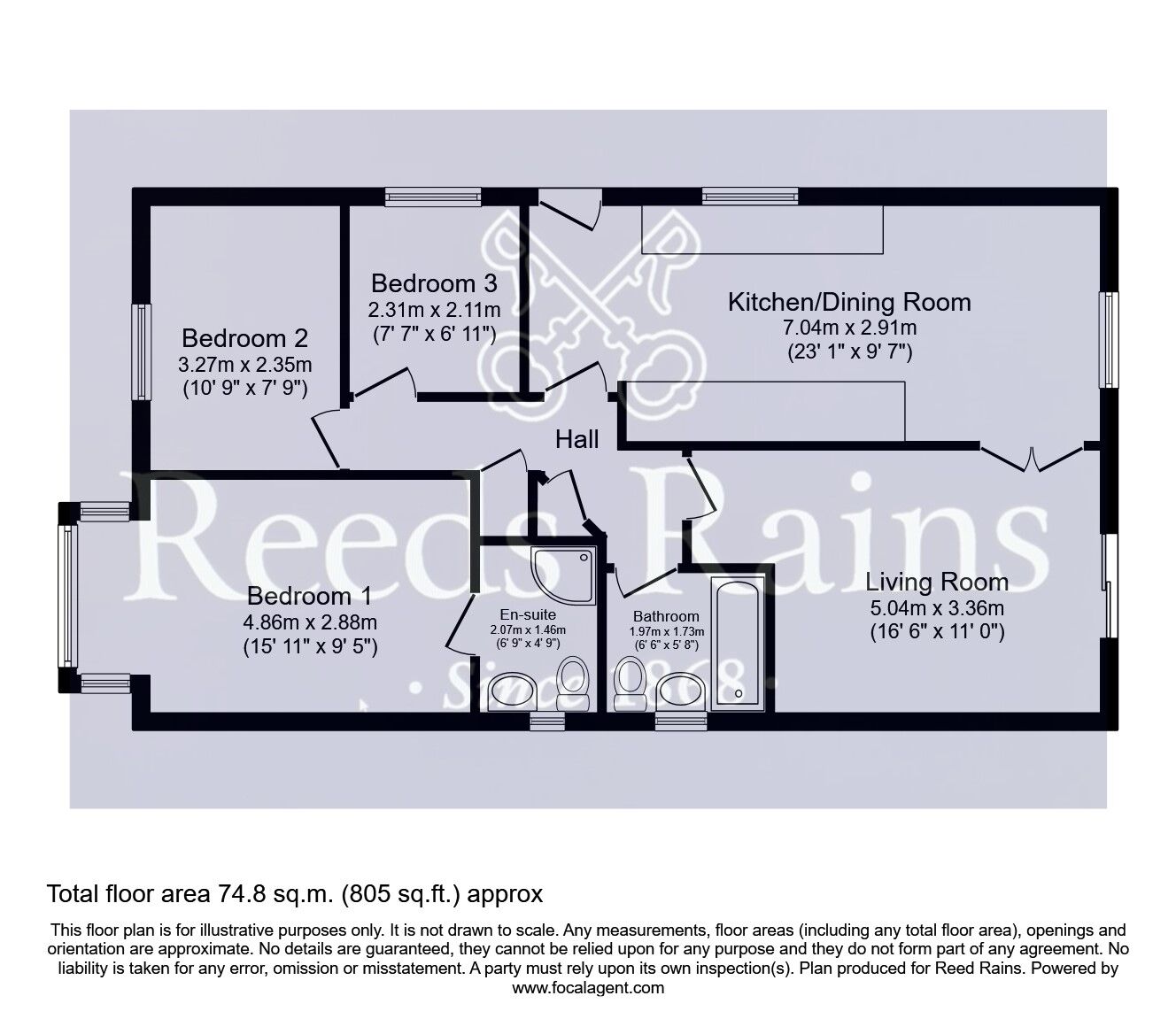 Floorplan of 3 bedroom Detached Bungalow for sale, Cemetery Road, Hemsworth, West Yorkshire, WF9