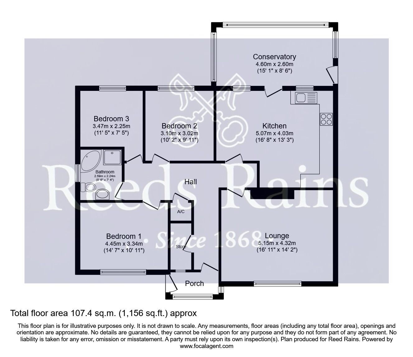Floorplan of 3 bedroom Detached Bungalow for sale, North Road, Brotherton, North Yorkshire, WF11