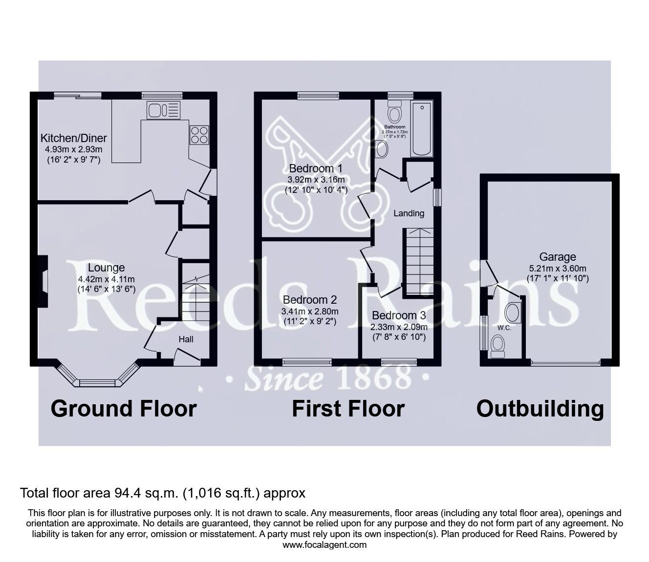 Floorplan of 3 bedroom Semi Detached House for sale, Hague Park Lane, South Kirkby, West Yorkshire, WF9