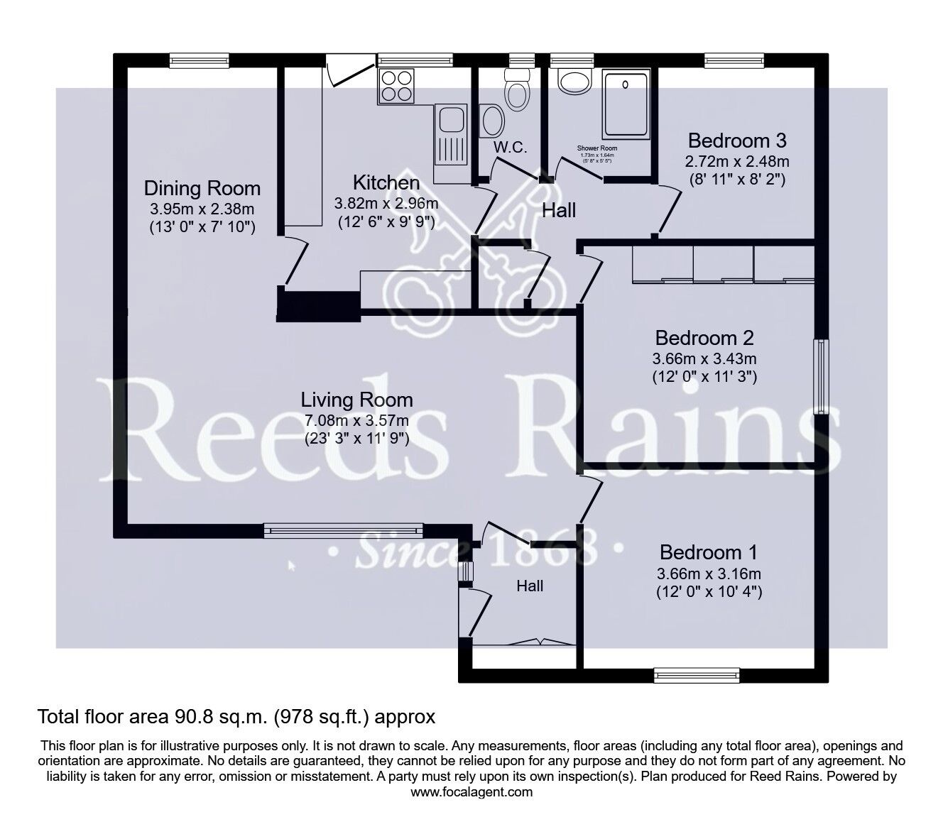 Floorplan of 3 bedroom Detached Bungalow for sale, The Copse, Featherstone, West Yorkshire, WF7