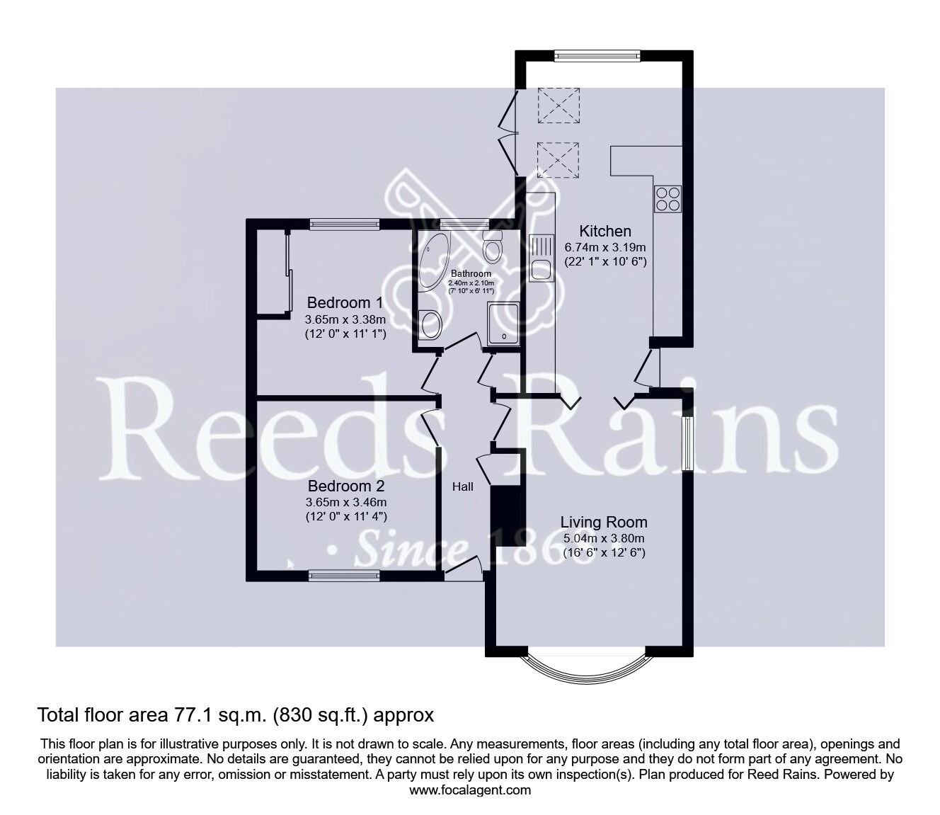 Floorplan of 2 bedroom Detached Bungalow for sale, Norwood Road, Hemsworth, West Yorkshire, WF9