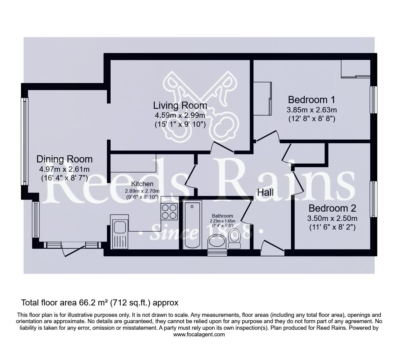Floorplan of 2 bedroom Semi Detached Bungalow for sale, Racca Avenue, Knottingley, West Yorkshire, WF11