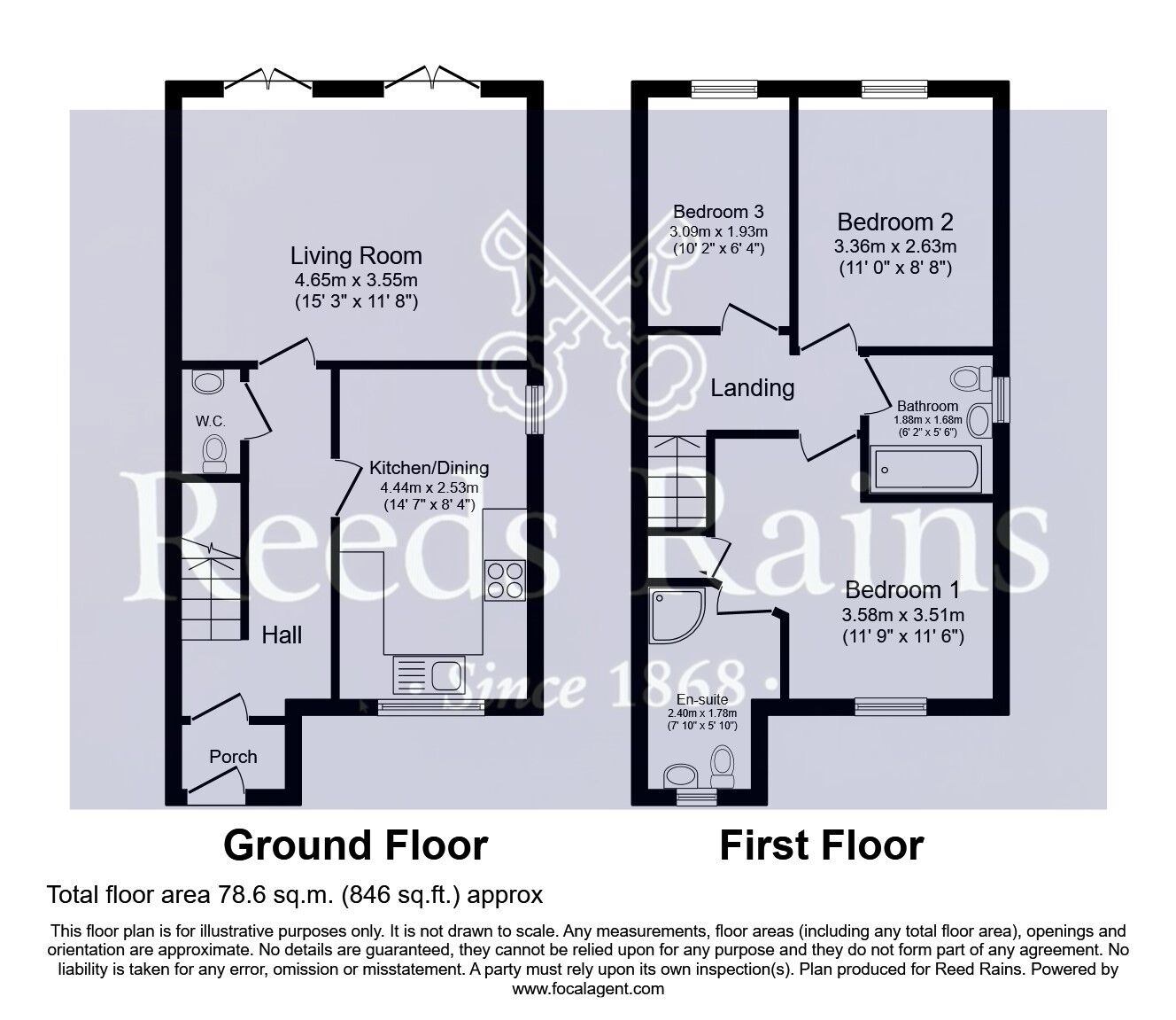 Floorplan of 3 bedroom Semi Detached House for sale, Fir Tree Court, Ferrybridge, West Yorkshire, WF11