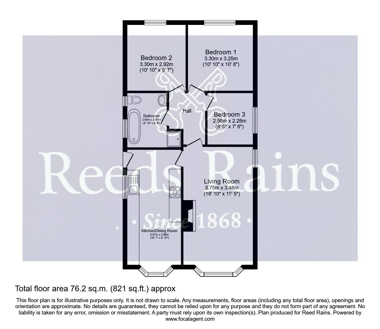 Floorplan of 3 bedroom Detached Bungalow for sale, Avon Walk, Featherstone, West Yorkshire, WF7