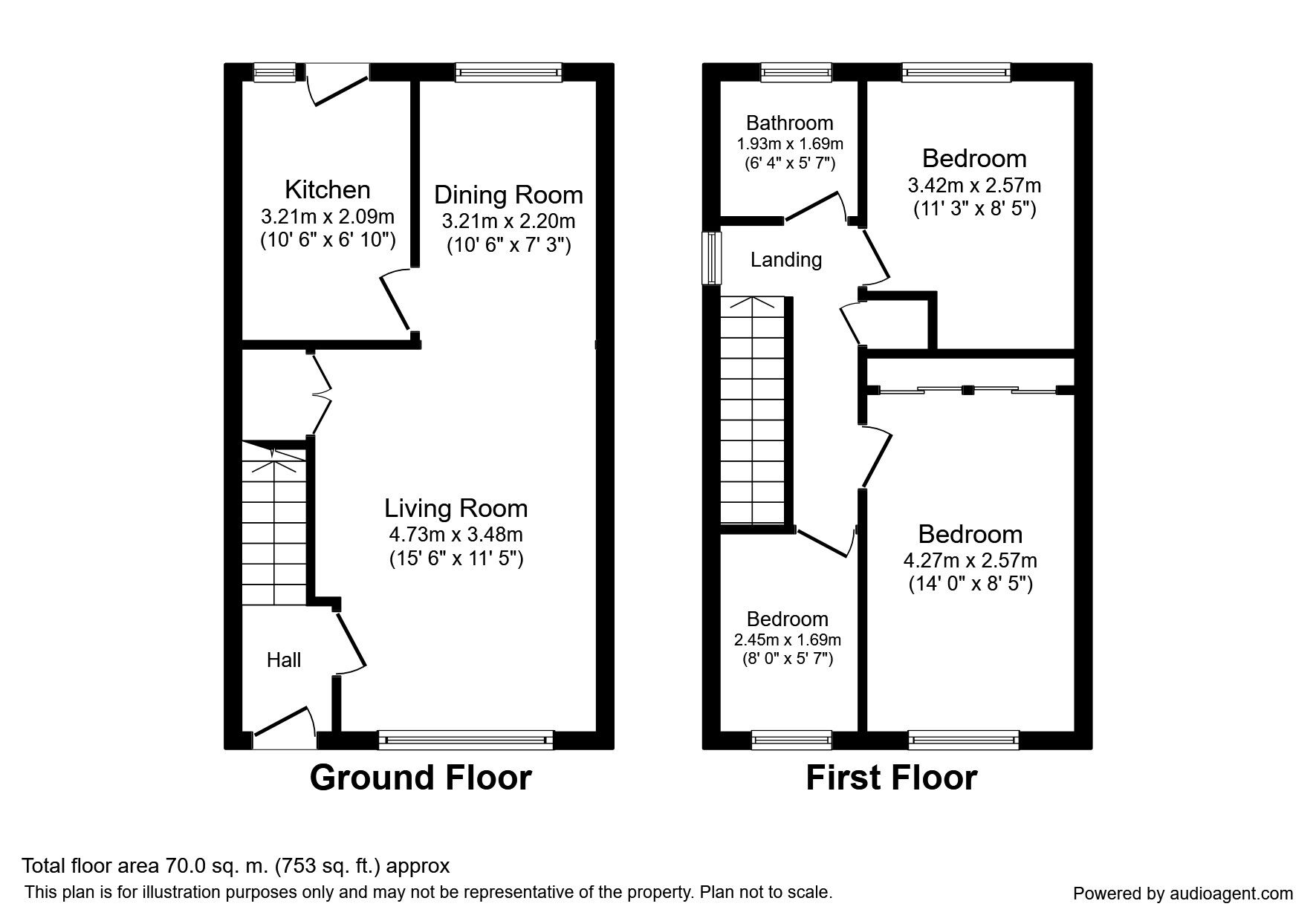 Floorplan of 3 bedroom Semi Detached House for sale, Downland Crescent, Knottingley, West Yorkshire, WF11