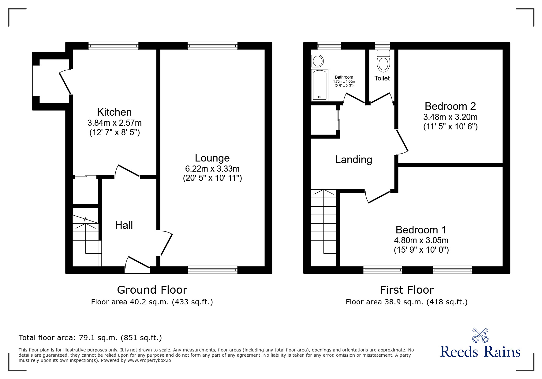 Floorplan of 2 bedroom Semi Detached House for sale, Lea Lane, Featherstone, West Yorkshire, WF7