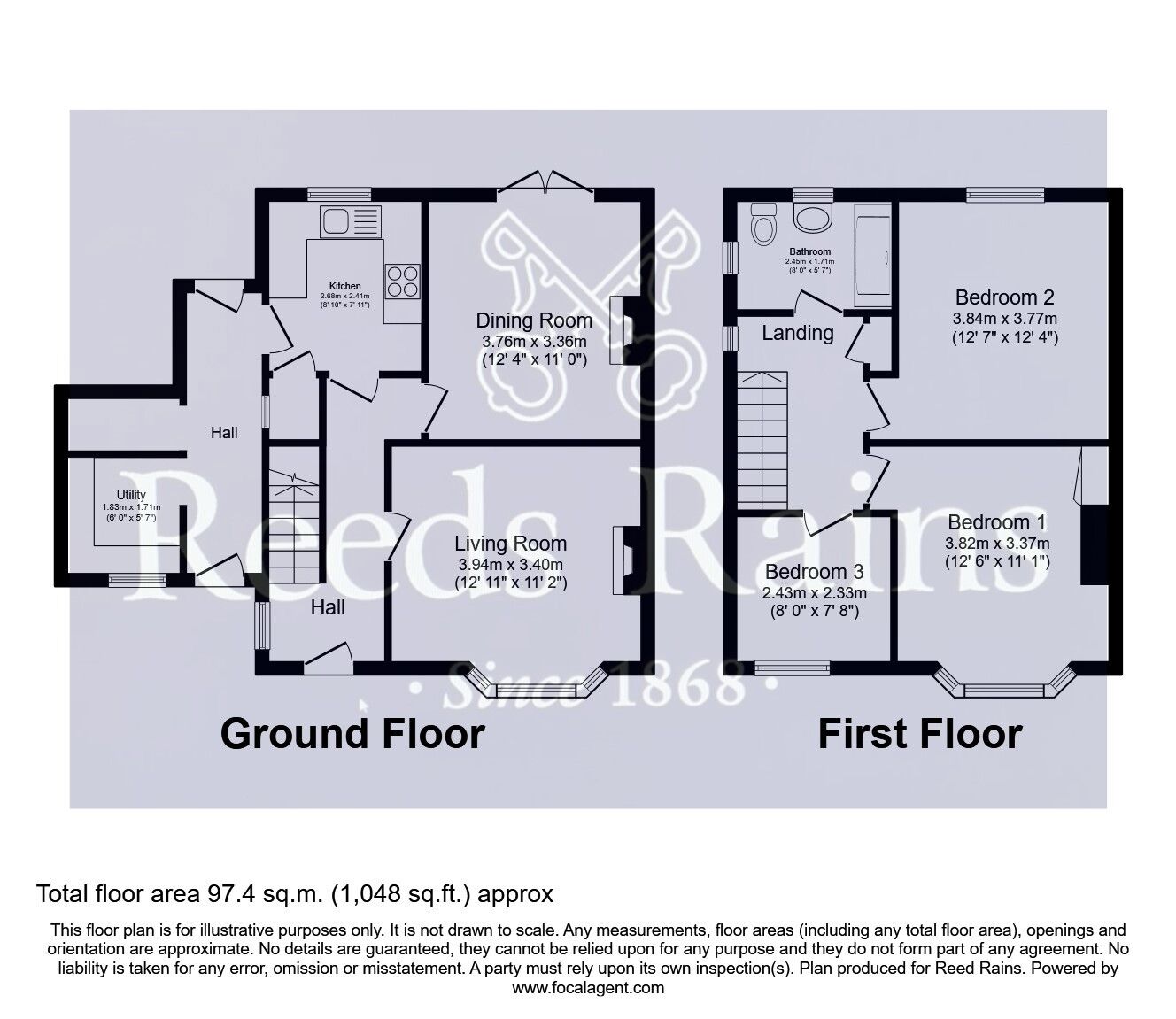 Floorplan of 3 bedroom Semi Detached House for sale, Rookhill Mount, Pontefract, West Yorkshire, WF8