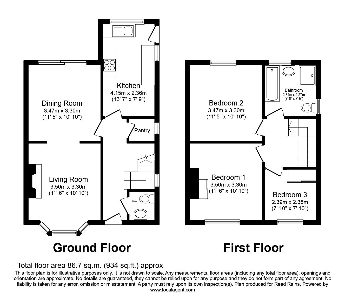 Floorplan of 3 bedroom Semi Detached House for sale, Maple Avenue, Pontefract, West Yorkshire, WF8