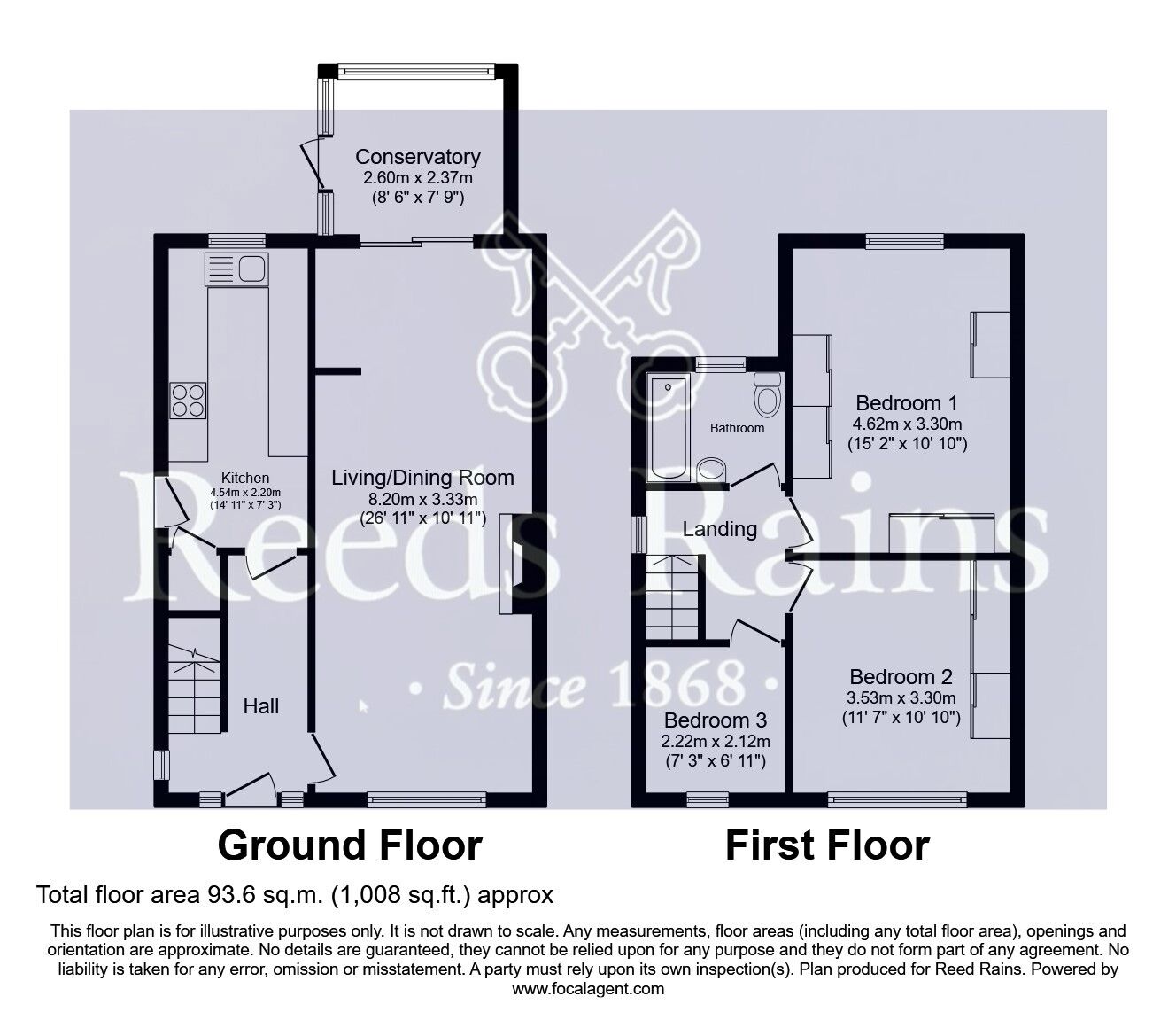 Floorplan of 3 bedroom Semi Detached House for sale, Millfield Crescent, Pontefract, West Yorkshire, WF8