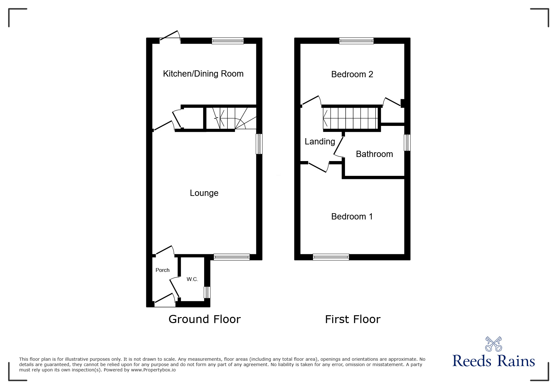 Floorplan of 2 bedroom Semi Detached House to rent, Woodville Way, Knottingley, West Yorkshire, WF11