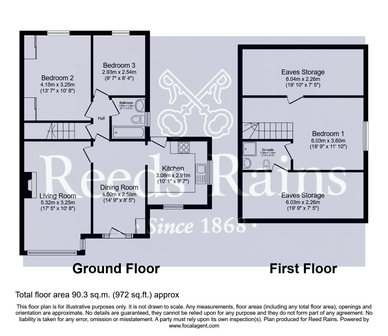 Floorplan of 3 bedroom Semi Detached Bungalow for sale, Orchard Drive, Ackworth, West Yorkshire, WF7