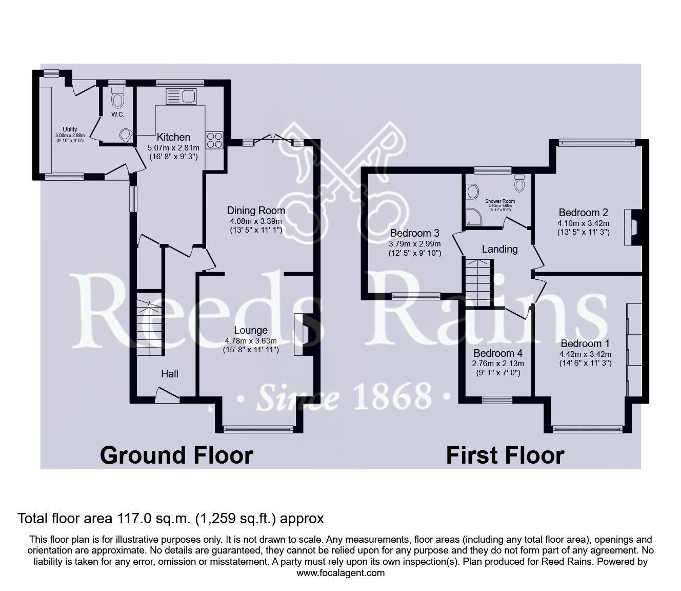 Floorplan of 4 bedroom Semi Detached House for sale, Sutton Lane, Byram, North Yorkshire, WF11
