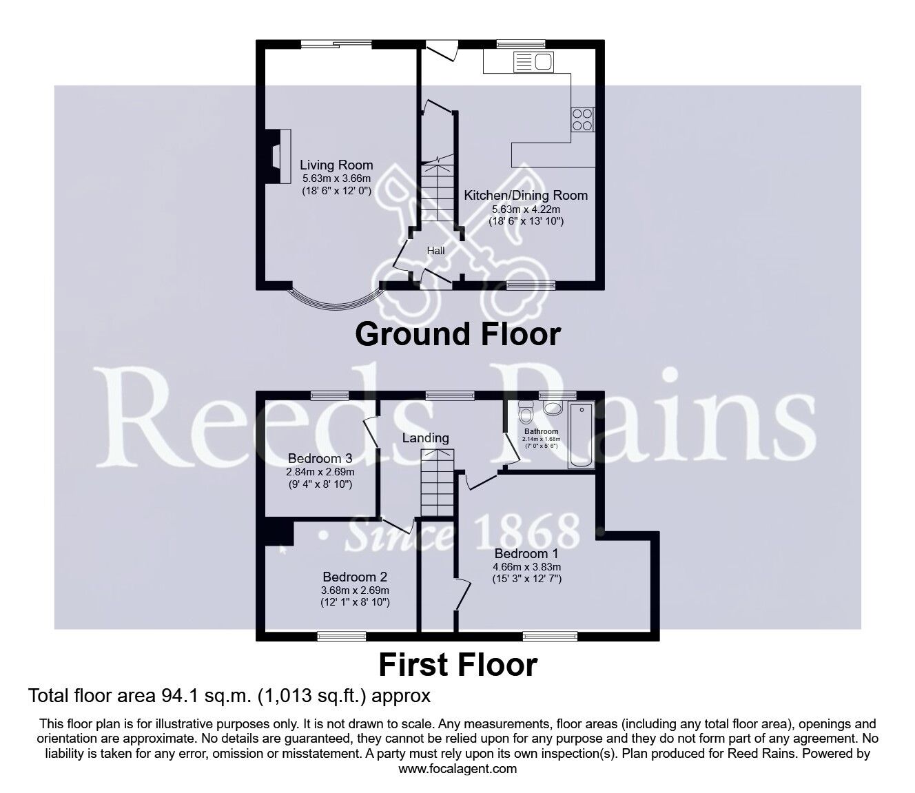 Floorplan of 3 bedroom Mid Terrace House for sale, St. Thomas Road, Featherstone, West Yorkshire, WF7