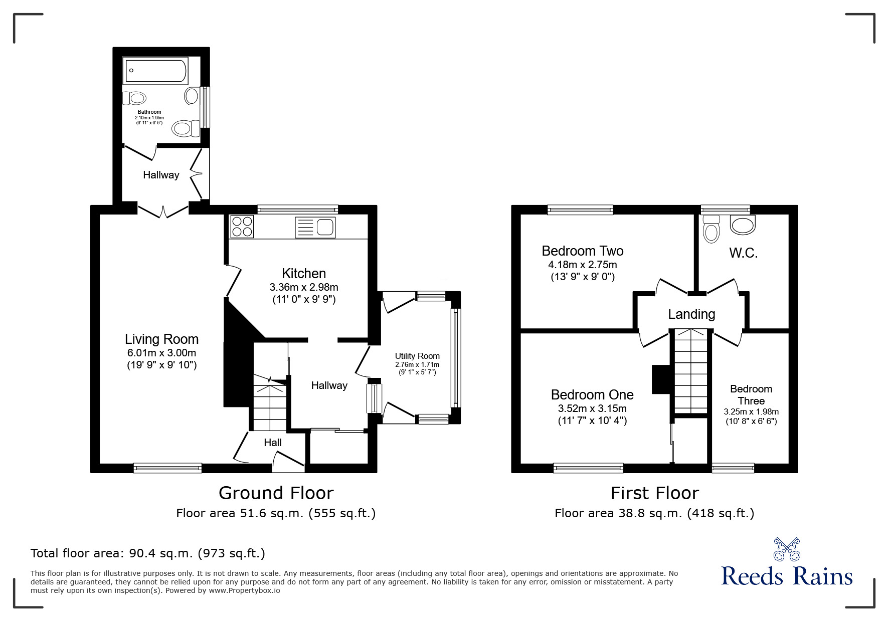 Floorplan of 3 bedroom Semi Detached House for sale, Hill Estate, Upton, West Yorkshire, WF9