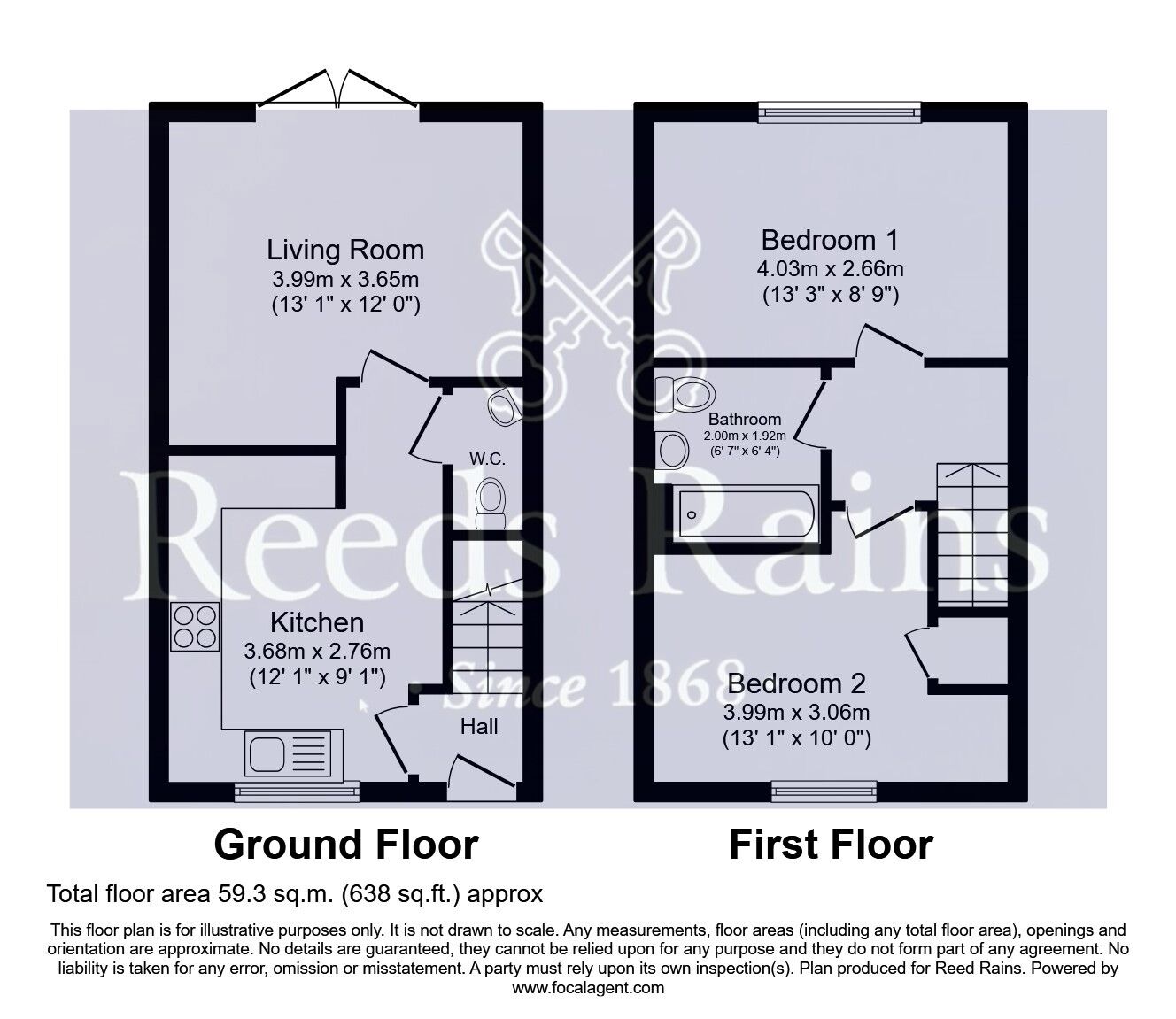 Floorplan of 2 bedroom Semi Detached House for sale, Spring Close, Kinsley, West Yorkshire, WF9