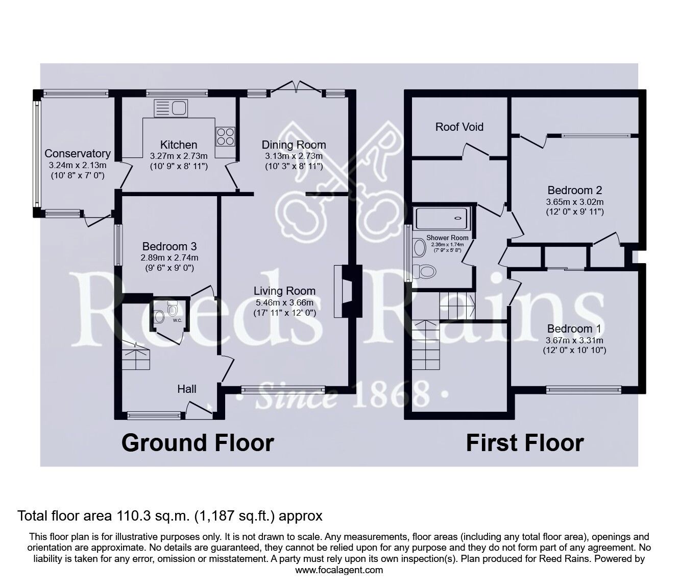Floorplan of 3 bedroom Semi Detached House for sale, Ravensmead, Featherstone, West Yorkshire, WF7