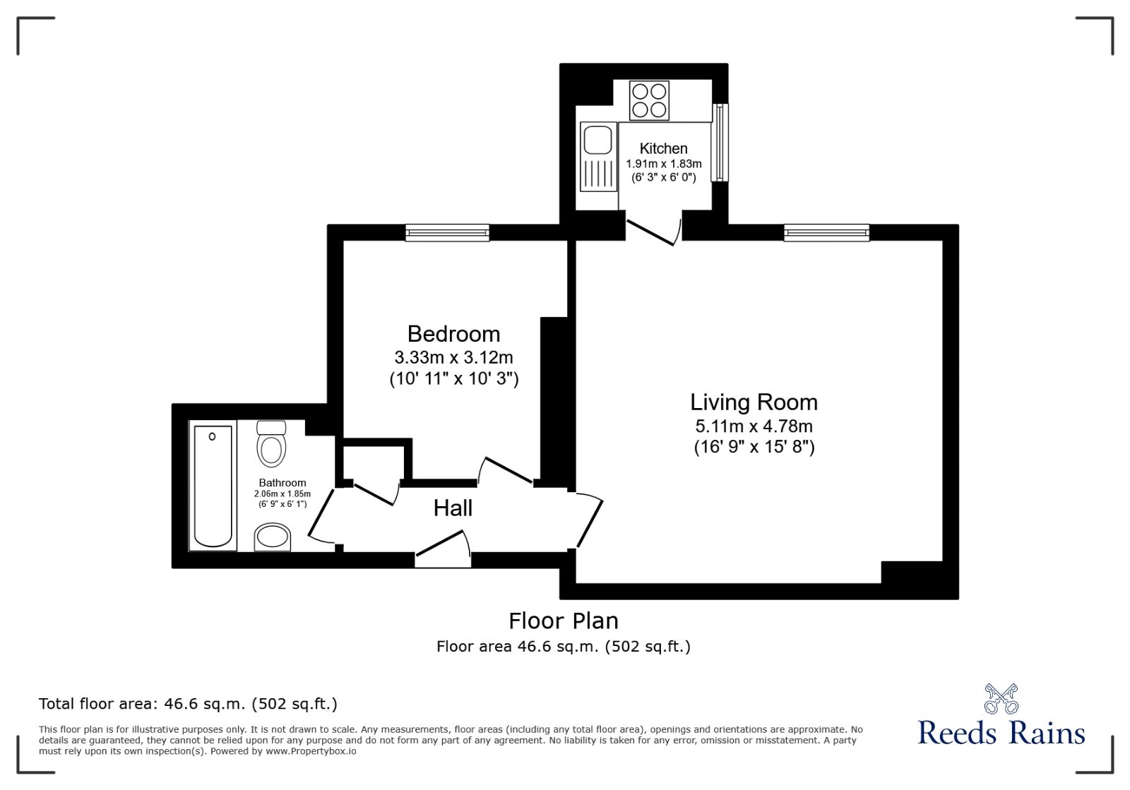 Floorplan of 1 bedroom Flat for sale, Northgate Lodge, Skinner Lane, West Yorkshire, WF8