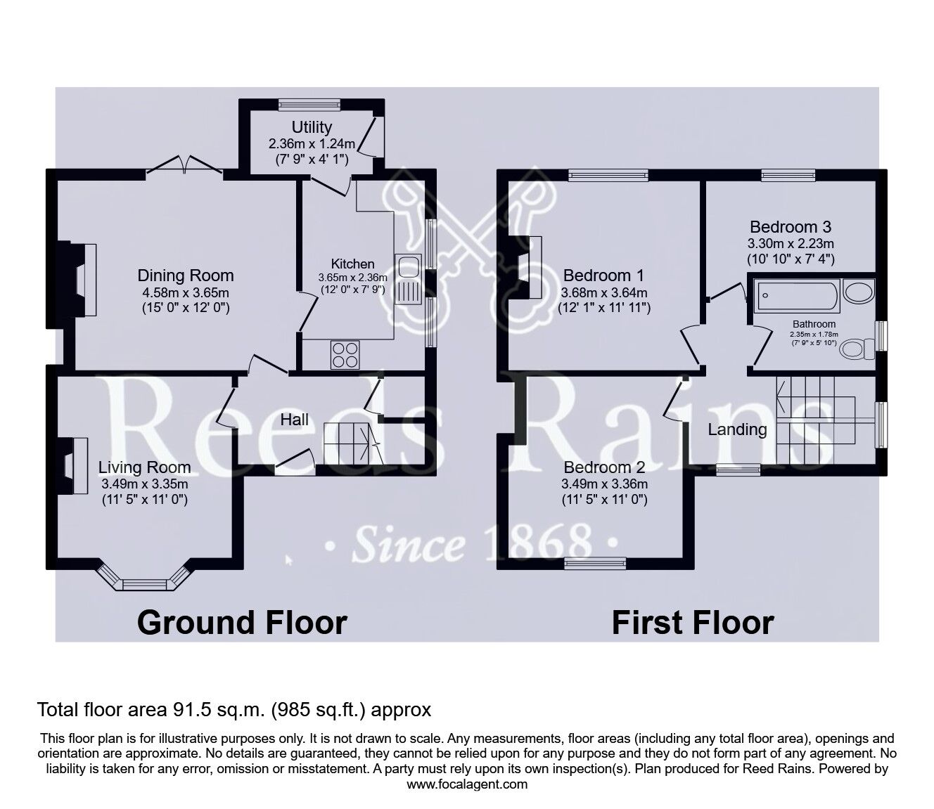Floorplan of 3 bedroom Semi Detached House for sale, Cromwell Crescent, Pontefract, West Yorkshire, WF8