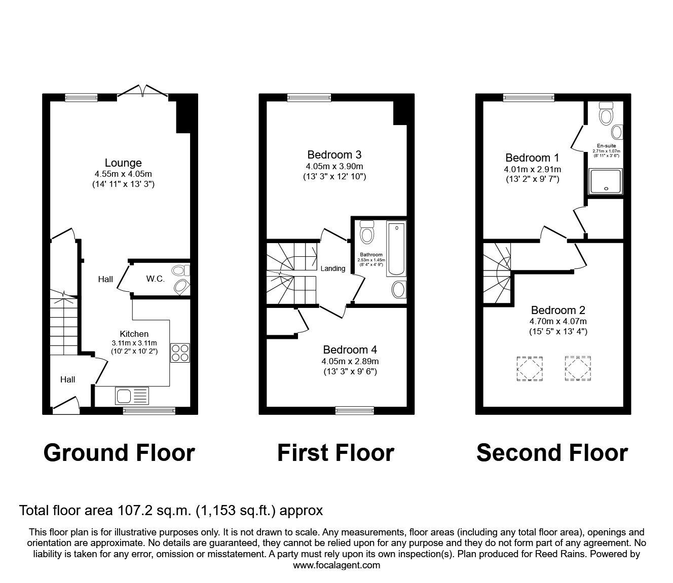 Floorplan of 4 bedroom House for sale, Oakland Place, Hemsworth, West Yorkshire, WF9