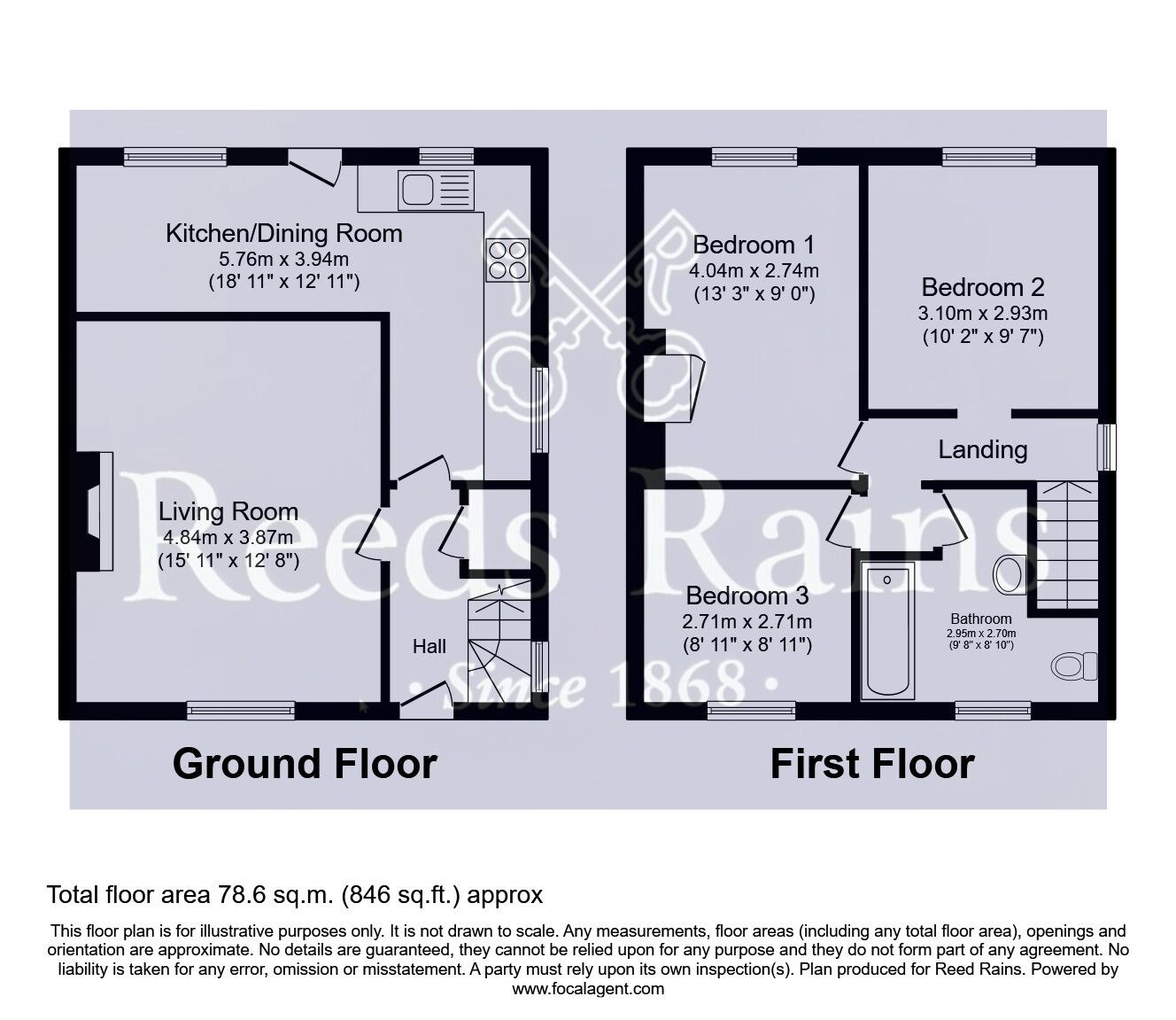 Floorplan of 3 bedroom Semi Detached House for sale, Westfield Avenue, Knottingley, West Yorkshire, WF11
