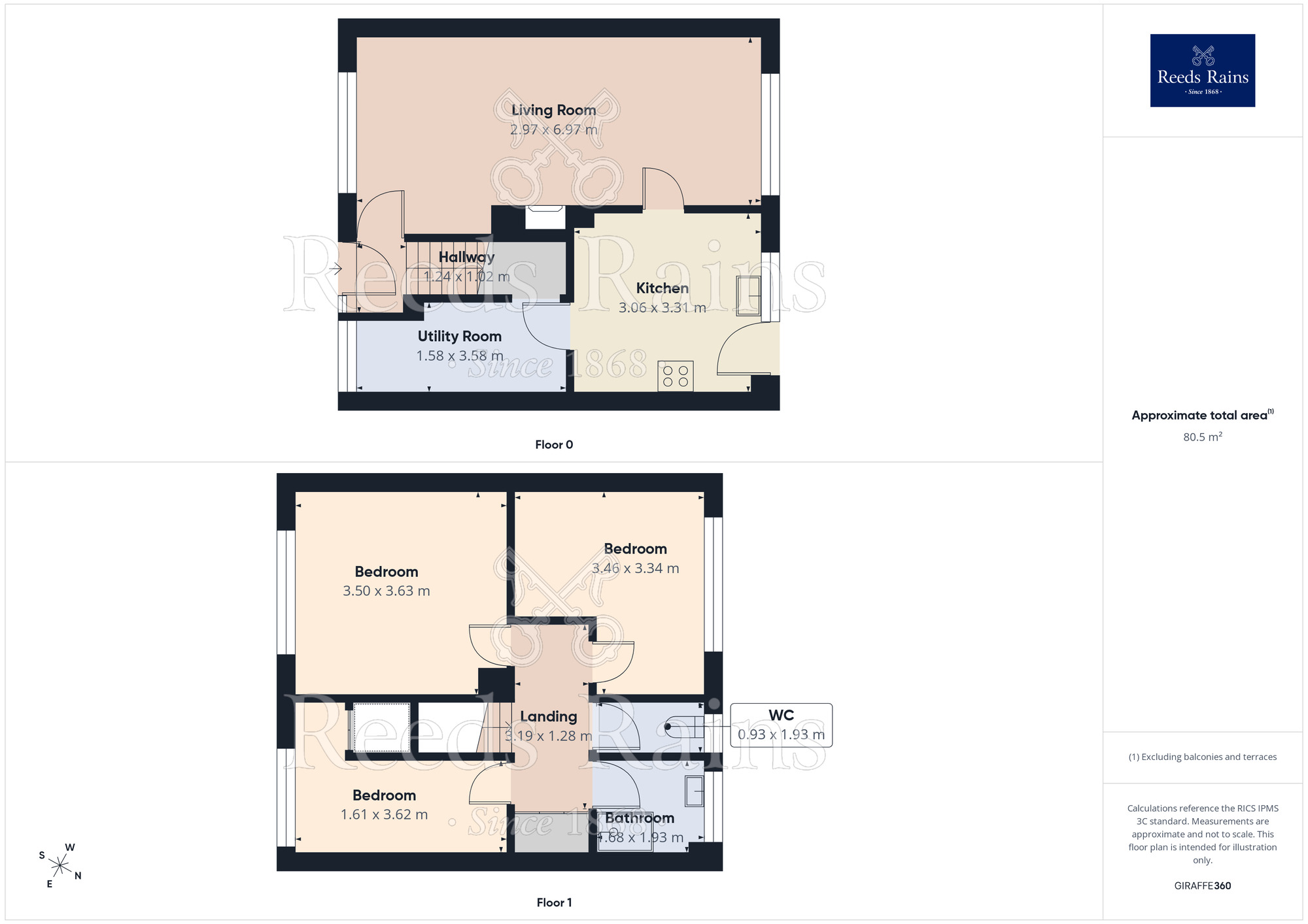 Floorplan of 3 bedroom Mid Terrace House for sale, Tennyson Close, Knottingley, West Yorkshire, WF11