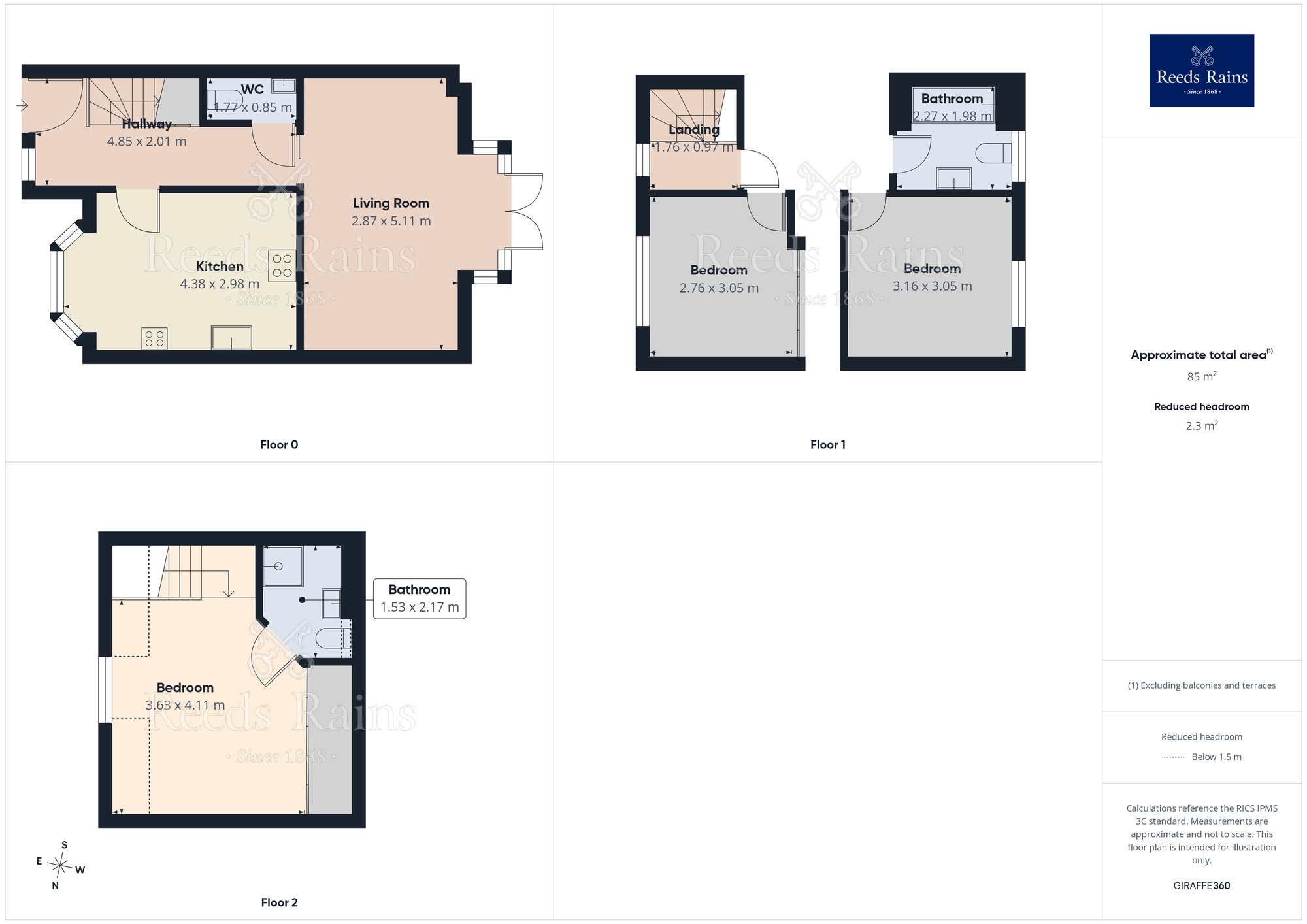 Floorplan of 3 bedroom Mid Terrace House for sale, Deans Court, Pontefract, West Yorkshire, WF8