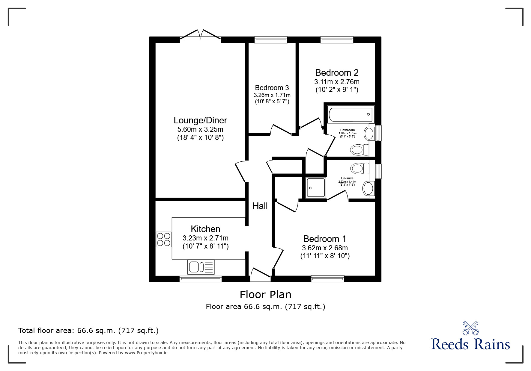 Floorplan of 3 bedroom Link Detached Bungalow for sale, Brock End, Portishead, Bristol, BS20