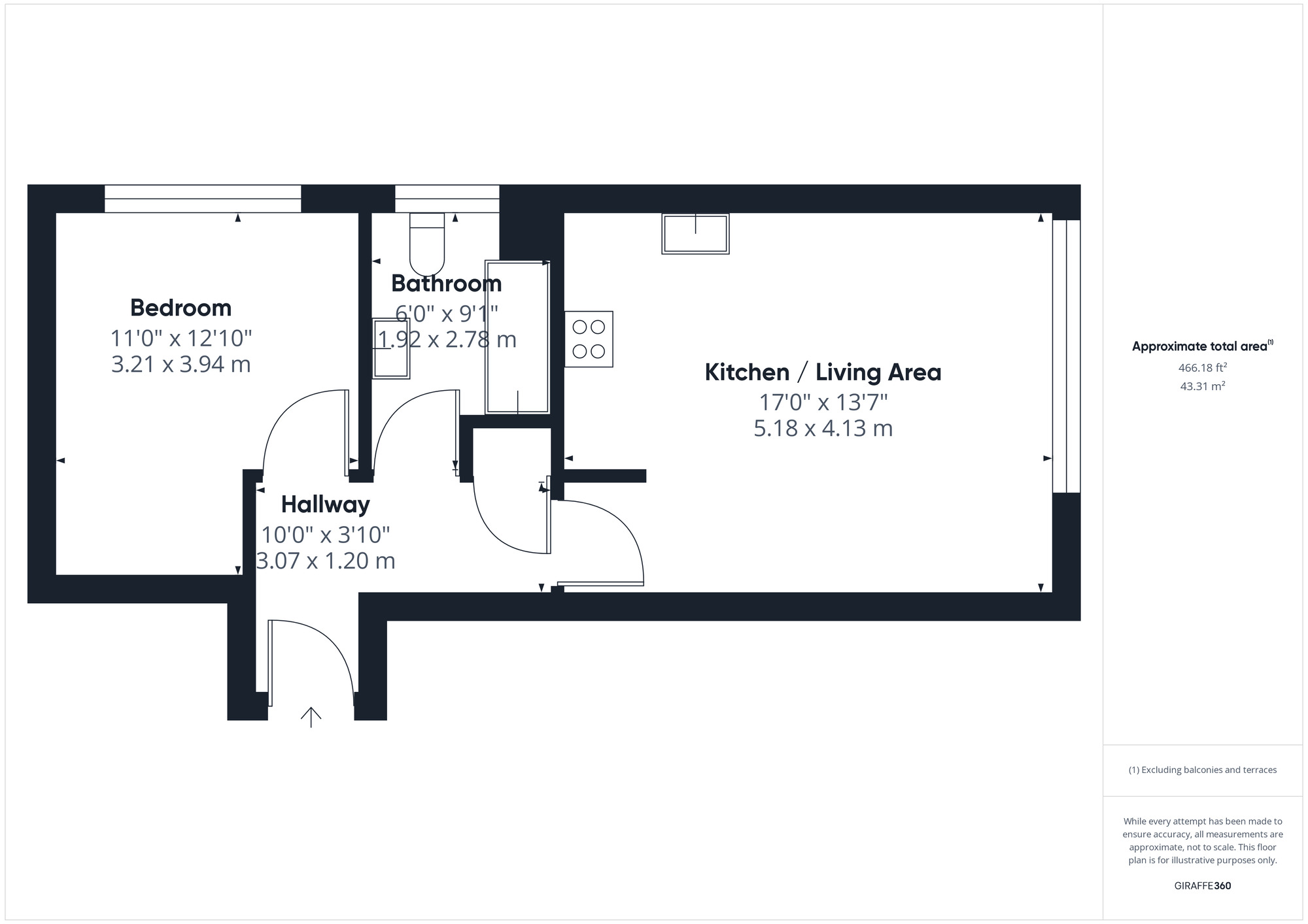 Floorplan of 1 bedroom Flat to rent, Martingale Way, Portishead, Somerset, BS20