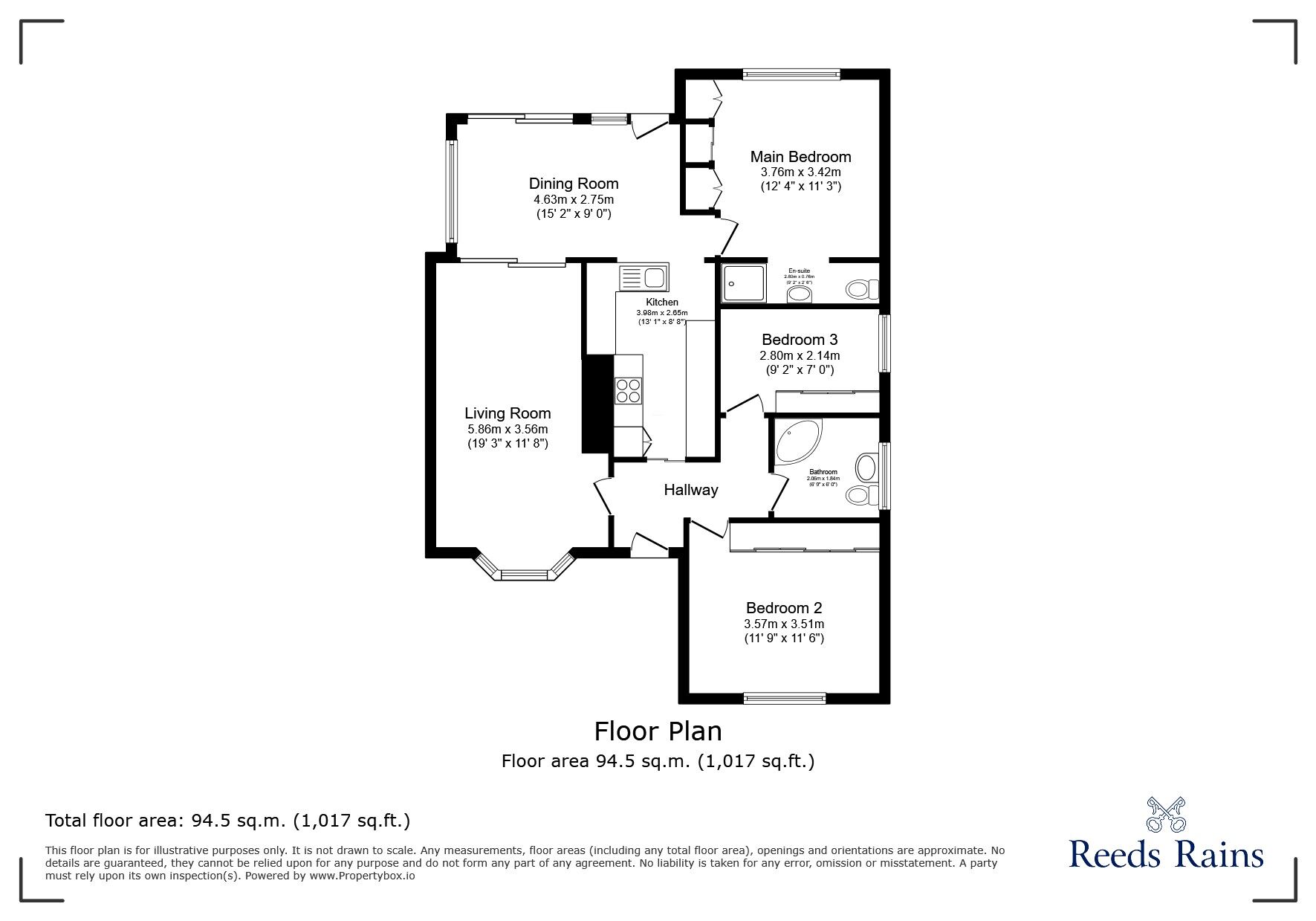 Floorplan of 3 bedroom Detached Bungalow for sale, Down Road, Portishead, Bristol, BS20