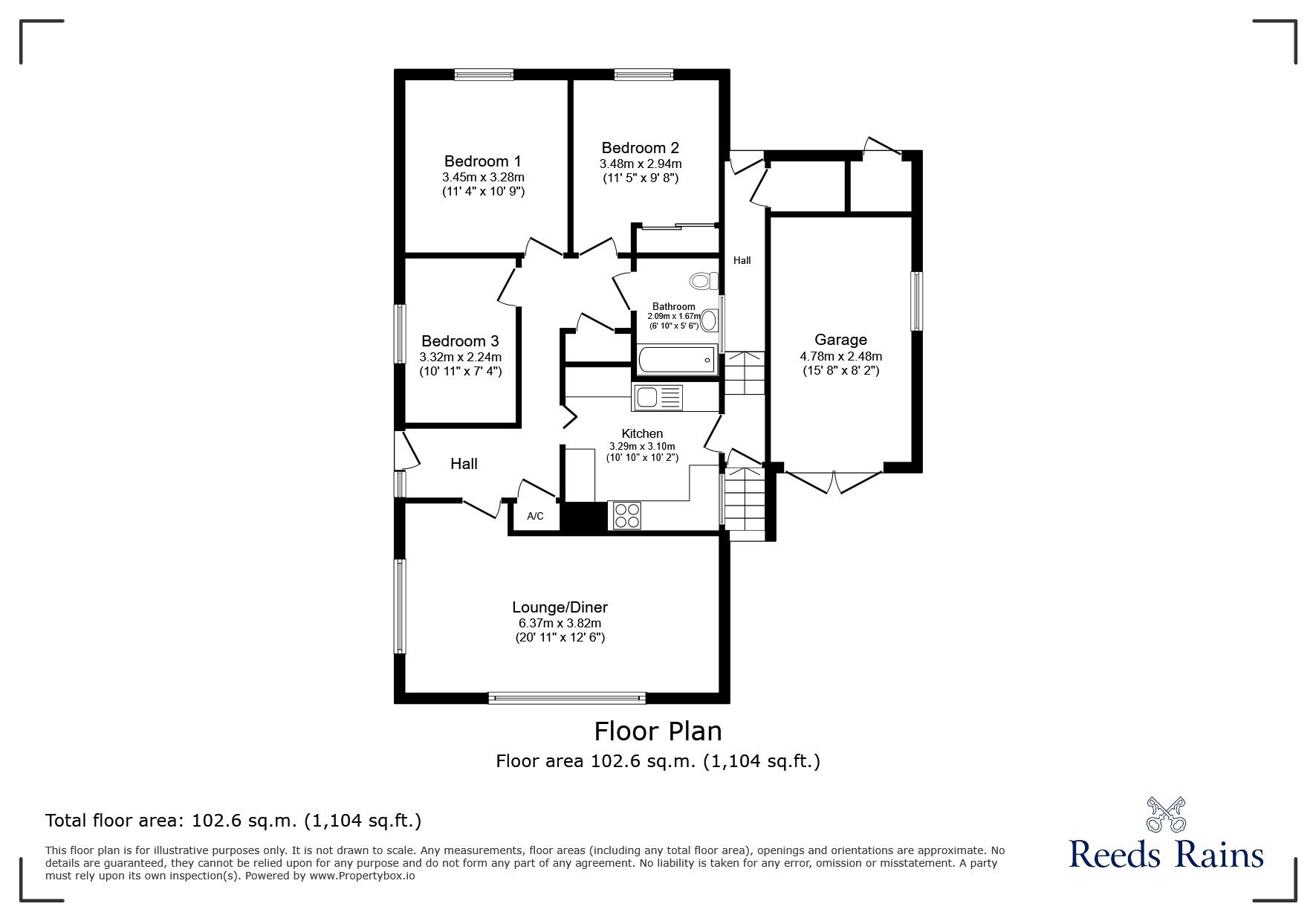 Floorplan of 3 bedroom Detached Bungalow for sale, Brookside, Pill, Bristol, BS20