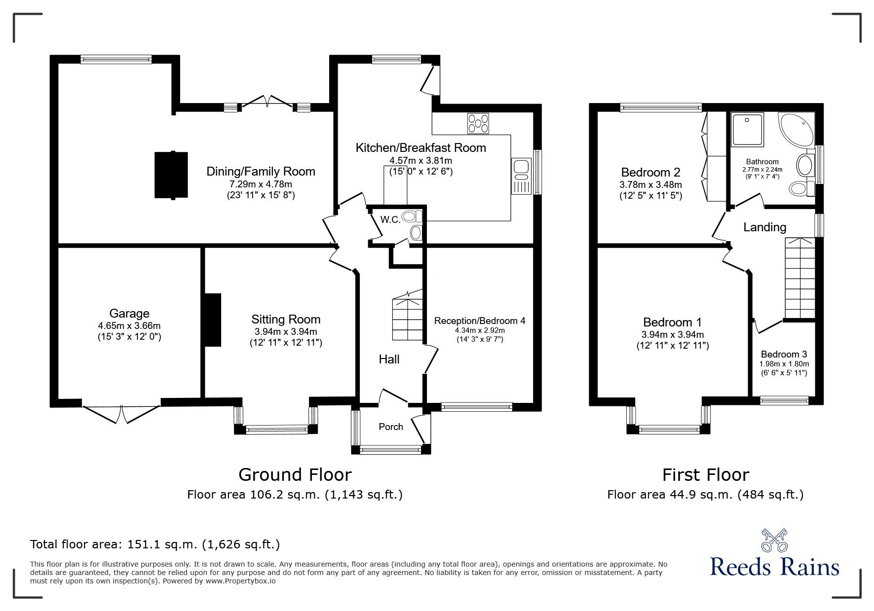 Floorplan of 3 bedroom Detached House for sale, Ham Green, Pill, Bristol, BS20