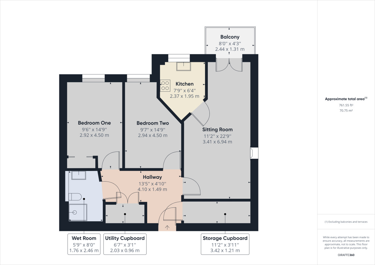 Floorplan of 2 bedroom  Flat for sale, Adlington House, Slade Road, Bristol, BS20