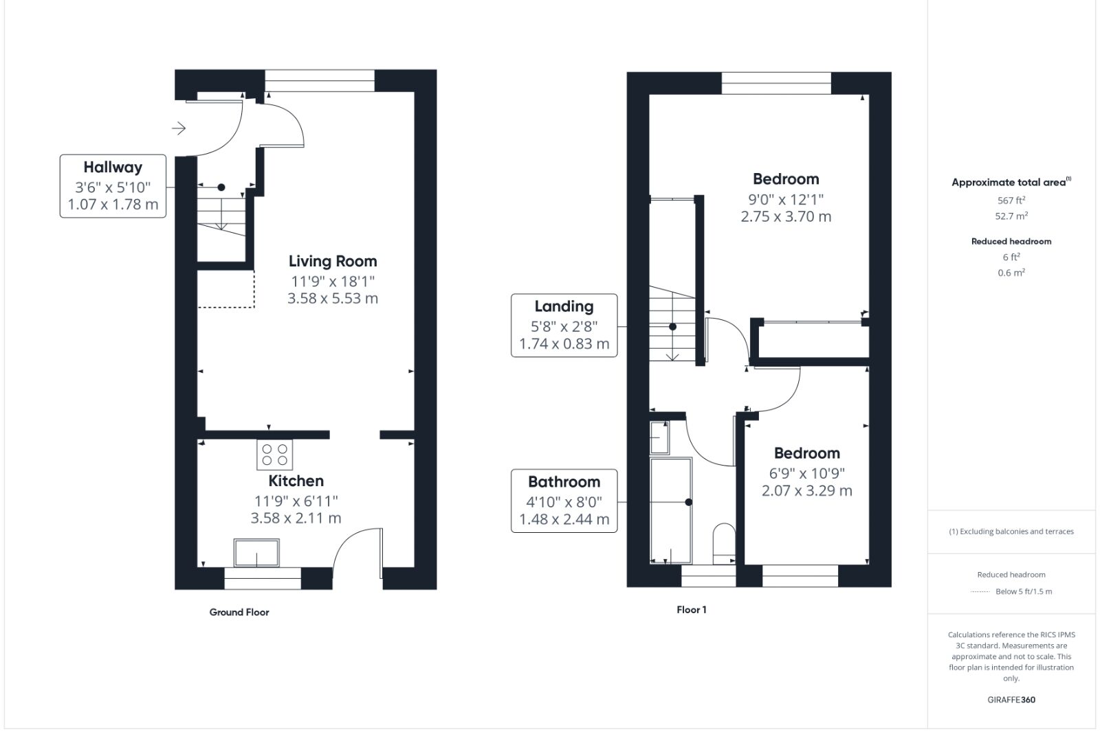 Floorplan of 2 bedroom End Terrace House for sale, Hayward Close, Clevedon, North Somerset, BS21