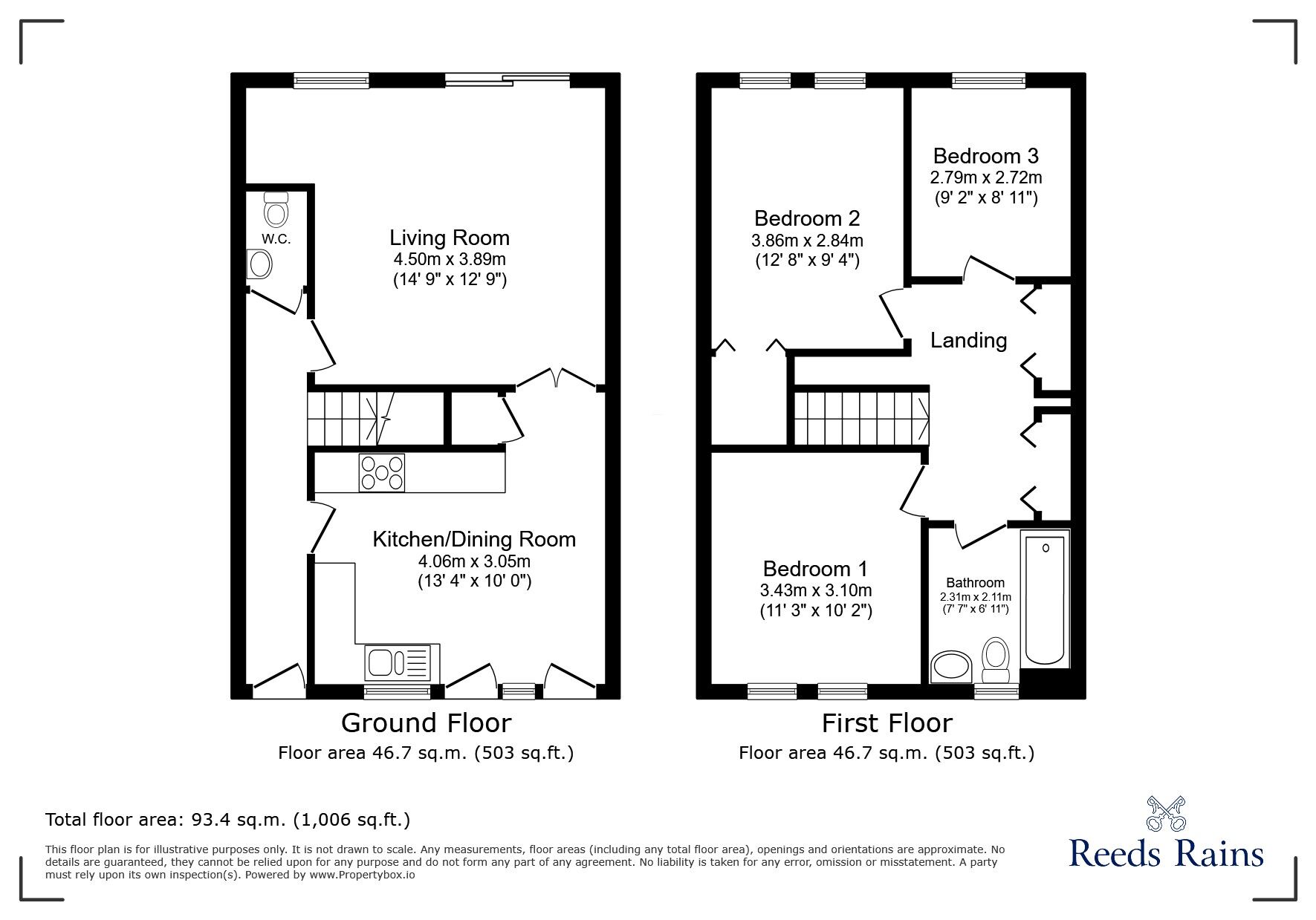 Floorplan of 3 bedroom Mid Terrace House for sale, The Breaches, Easton-in-Gordano, Bristol, BS20