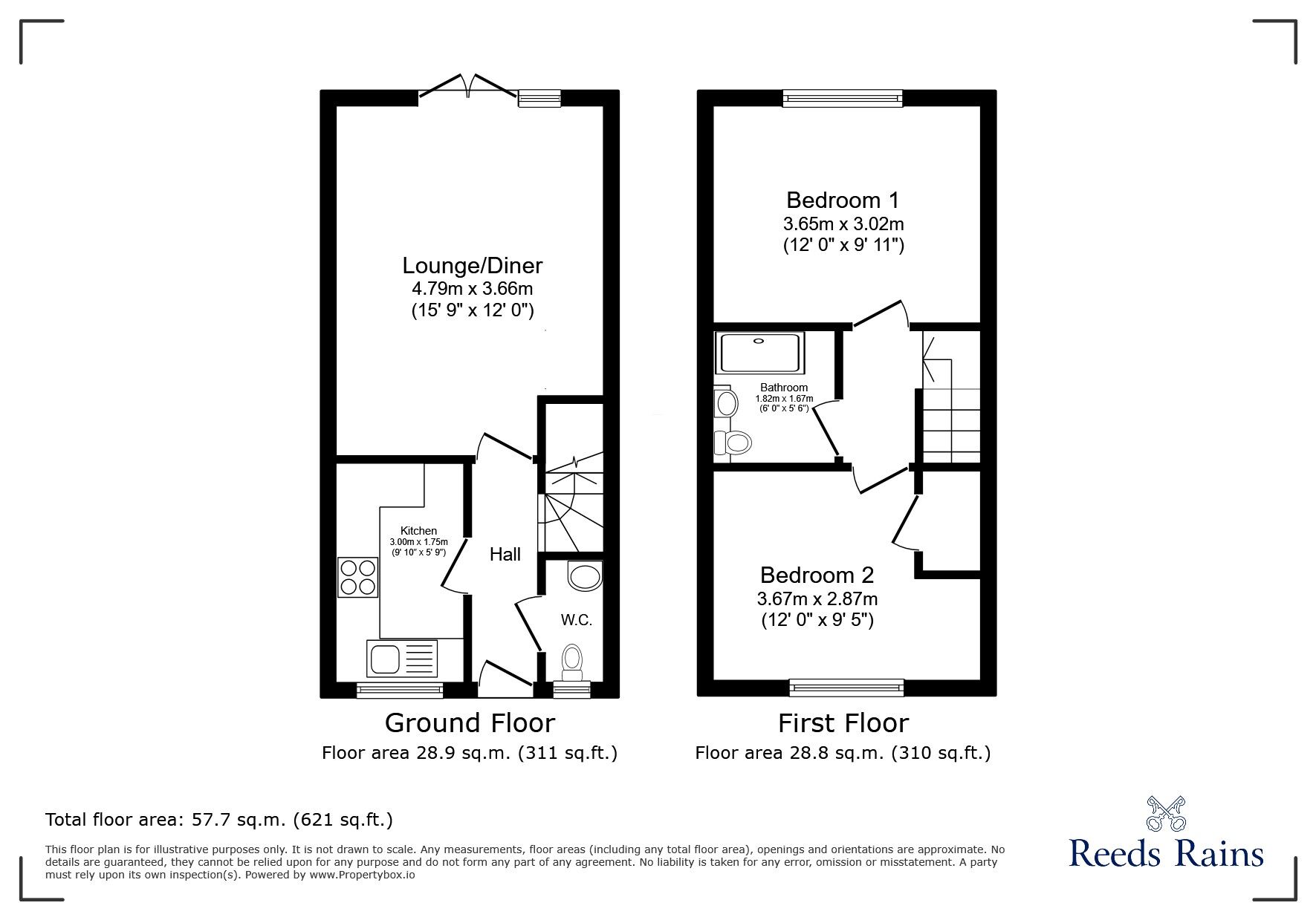 Floorplan of 2 bedroom Mid Terrace House for sale, The Park, Portishead, Bristol, BS20