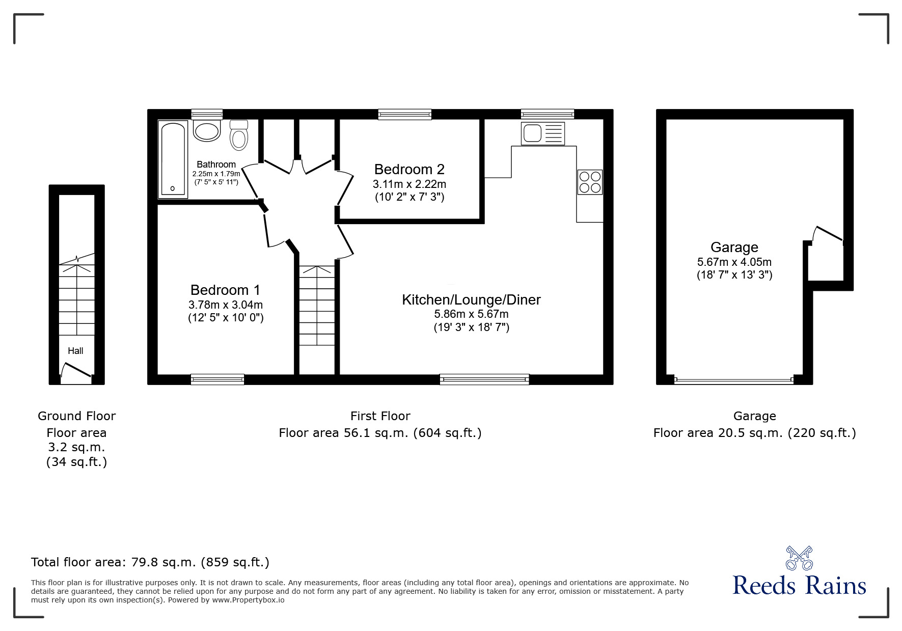 Floorplan of 2 bedroom Mid Terrace House for sale, Lundy Gate, Portishead, Bristol, BS20