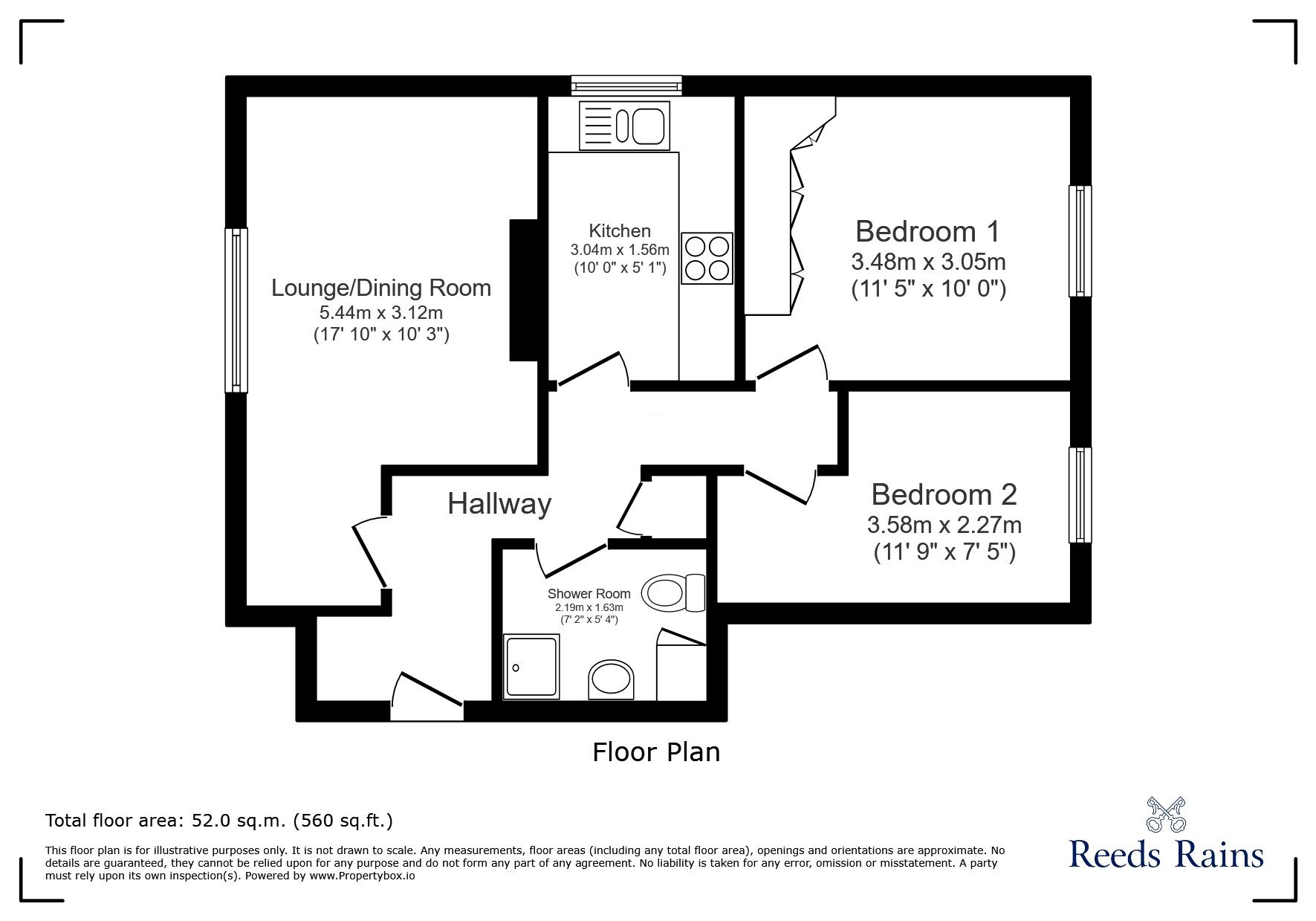 Floorplan of 2 bedroom Flat for sale, Springfield House, Wetlands Lane, Bristol, BS20