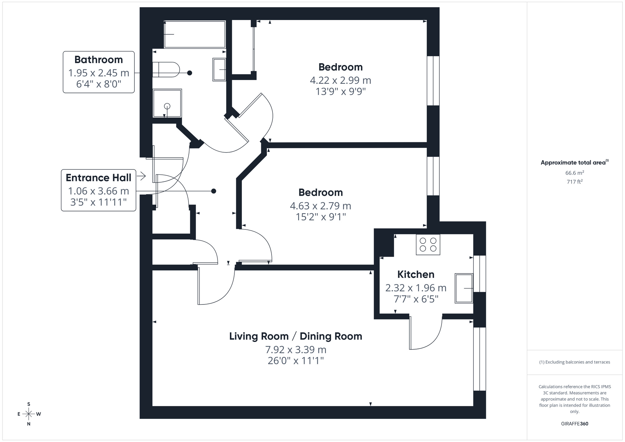 Floorplan of 2 bedroom Flat for sale, Brampton Way, Portishead, Bristol, BS20