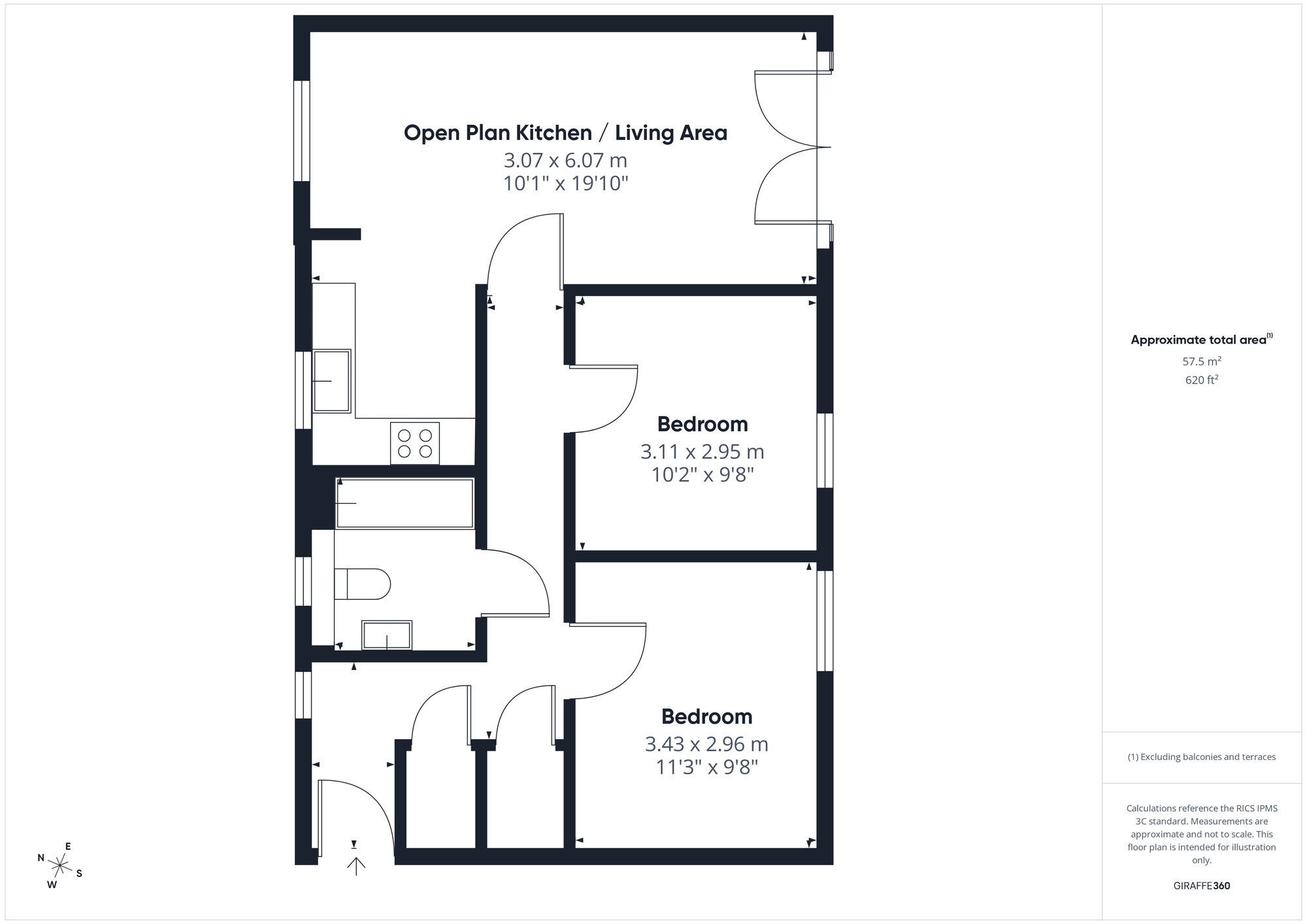 Floorplan of 2 bedroom Flat for sale, Navigators Court, Portishead, Bristol, BS20