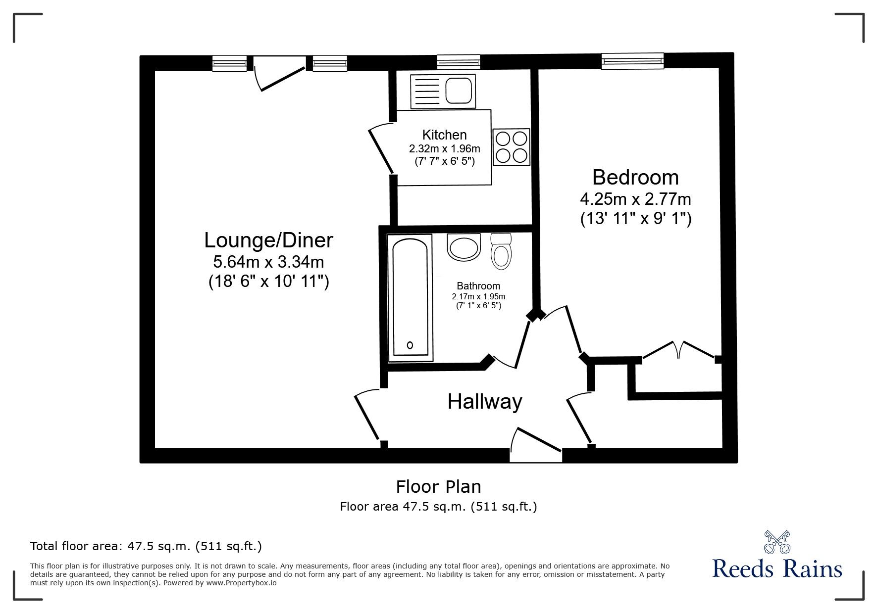 Floorplan of 1 bedroom Flat for sale, Brampton Way, Portishead, Bristol, BS20