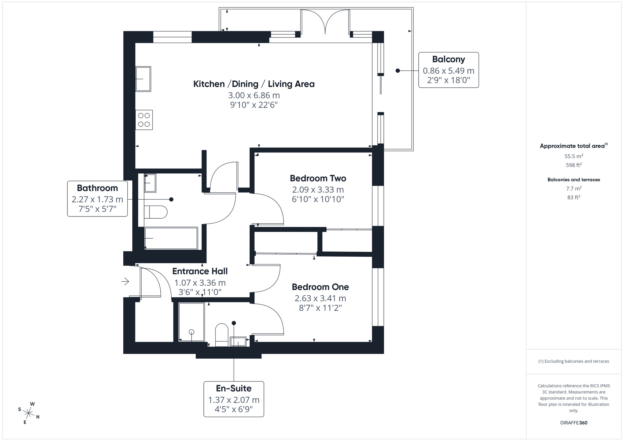 Floorplan of 2 bedroom Flat for sale, Martingale Way, Portishead, Bristol, BS20
