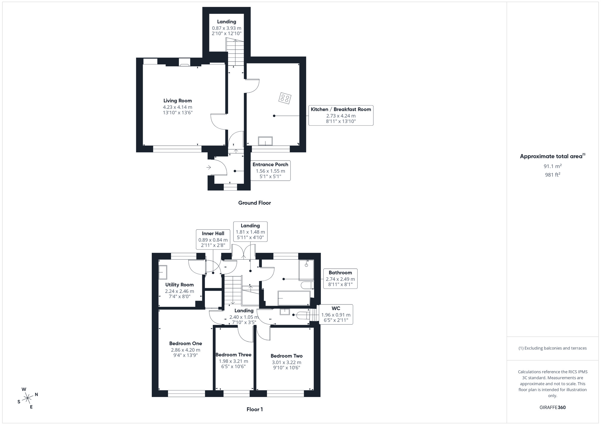 Floorplan of 3 bedroom End Terrace House for sale, Eastwood Place, Portishead, Bristol, BS20